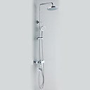 Chrome Finish Contemporary Style Shower Faucets with 20cm Diameter Shower Head + Hand Shower