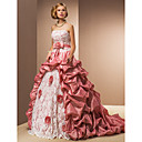 Ball Gown Strapless Court Train Lace And Taffeta Wedding Dress