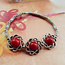 Damen Drei Big Red Balls Silber Armband