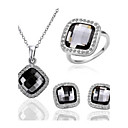 Gorgeous 18K Plated With Crystal Women's Jewelry Set Including Necklace,Earrings,Ring