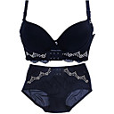 Schwarz U Shape-Push-up Bra & Panties Set