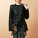Long Sleeve Collarless PU Party/Office Jacket
