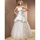 Ball Gown Strapless Floor-length Satin And Taffeta Wedding Dress With Removable Straps