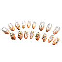 24PCS 3D Tsjechische Diamond Pearl Nail Art Tips 100% handgemaakte Toepassing van Gum Luxe Bruid Golden