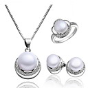 Cuprum Jolie Avec zircon / Bijoux en perles des femmes ensemble comprenant collier, boucles d'oreilles, bague