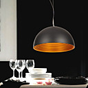 Natureza 60W inspirado pendente moderno com Sombra Black Metal Hemispherical