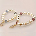 Pulsera de la Mujer de perlas con colgante de corazón