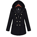 Revestimento das mulheres Tweed com capuz Trench com Detalhe Zip