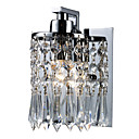 60W Modern Wall Light with Crystal Pendants in Polished Chrome