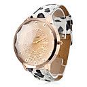 Femmes quartz à affichage analogique cristal incrusté Montre cadran avec bracelet en cuir blanc