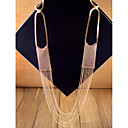 Women's Fashion Layered Black Silver Chains Necklace