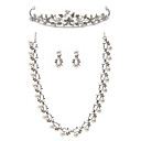 Marvelous Alloy With Imitation Pearl Wedding Bridal Jewelry Set Including Necklace, Earrings And Tiara