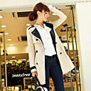 Belted mulheres Contraste Cor PU Trench Coat Couro