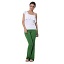 Ruffled Collar Sleeveless White Tops & Green Pants Yoga Suits