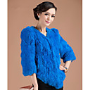 Manches 3/4 sans col en fourrure de lapin Casual / Parti Jacket (plus de couleurs)