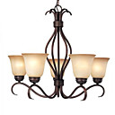 Araña Transitional 300W con 5 Up Shades cristal con estilo urbano