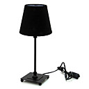 40W Minimalist Modern Table Light with Fabric Shade in Monochrome Dark Black