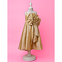 A-line Spaghetti Straps Tea-length Taffeta Flower Girl Dress