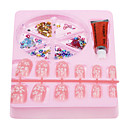 Nail Art Set(1 Nail Glue+12 Nail Tips+Nail Decorations,Random Color)