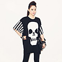 Women's Plus Size Skull Print Stripe T-Shirt