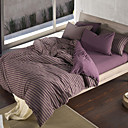4pcs jenny stripe jersey de algodão edredom malha cobertura definida com lençol