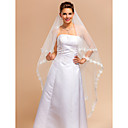 Elegant One-tier Waltz Wedding Veils With Lace Applique/Finished Edge