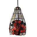 40W Tiffany Pendant Light with Stained Glass Shade in Floral Design