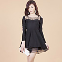 ZHI YUAN Contrast Color Splicing Lace Pleats Dress(More Colors)