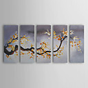 Hand-painted Floral Oil Painting with Stretched Frame - Set of 5