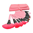 Cepillos profesionales del maquillaje con el bolso rosado (24 uds)