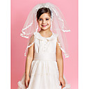 Beautiful Crown Wedding Flower Girl Veil With Lace Applique Edge