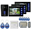 New 7 "Panneau Video System Door phone tactile avec 3 moniteurs (RFID télécommandes, Verrouillage Contrôle électronique)