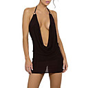 col V profond sexy costume noir vacances polyester