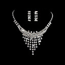Luminoso Rhinestones plateados aleación boda joyería nupcial conjunto incluyendo collar y los pendientes