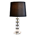Luz de mesa moderna con el cuerpo de la lámpara 40W Cristal y Negro Sombra Tejido en cromo pulido