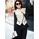 Women's Contrast Color Lapel Zipper Short Coat