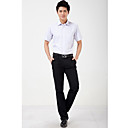 Men's Slim Stripes Light Blue Short Sleeve Shirt