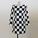 Mulheres CheckerBoard Magro Top