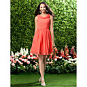 A-line Cowl Knee-length Chiffon Bridesmaid Dress