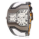 Herren PU Analog Multi-Movement Quarz-Armbanduhr (2 Zeitzone, Multi-Colored)