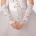 Chic Satin/Lace Fingerless Elbow Length Wedding/Evening Gloves With Rhinestone