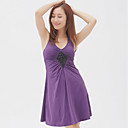 Women's Vintage Solid Color U-neck Swim Dress