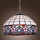 60W Tiffany Pendent Light with 1 Light in Floral Designed Fringe
