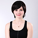Capless Short Lovely Straight Black 100% Human Hair Wig Side Bang