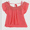 changeshe1122229011 Fashion Fit Pleat Lotus Sleeve Red Chiffon T Shirt