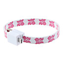 Arabesquitic Bracelet Shaped Micro USB Cable with Magnet for Samsung HTC Phones(White+Pink)