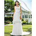 Sheath/Column Halter Floor-length Chiffon Wedding Dress