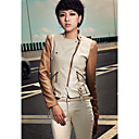 Women's Fashion Contrast Color Zip Slim Short Jacket