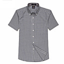 Mannen Roze Slim Stripes korte mouw katoenen shirt