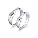 Anéis brilhantes platinadas "Casais de cristal